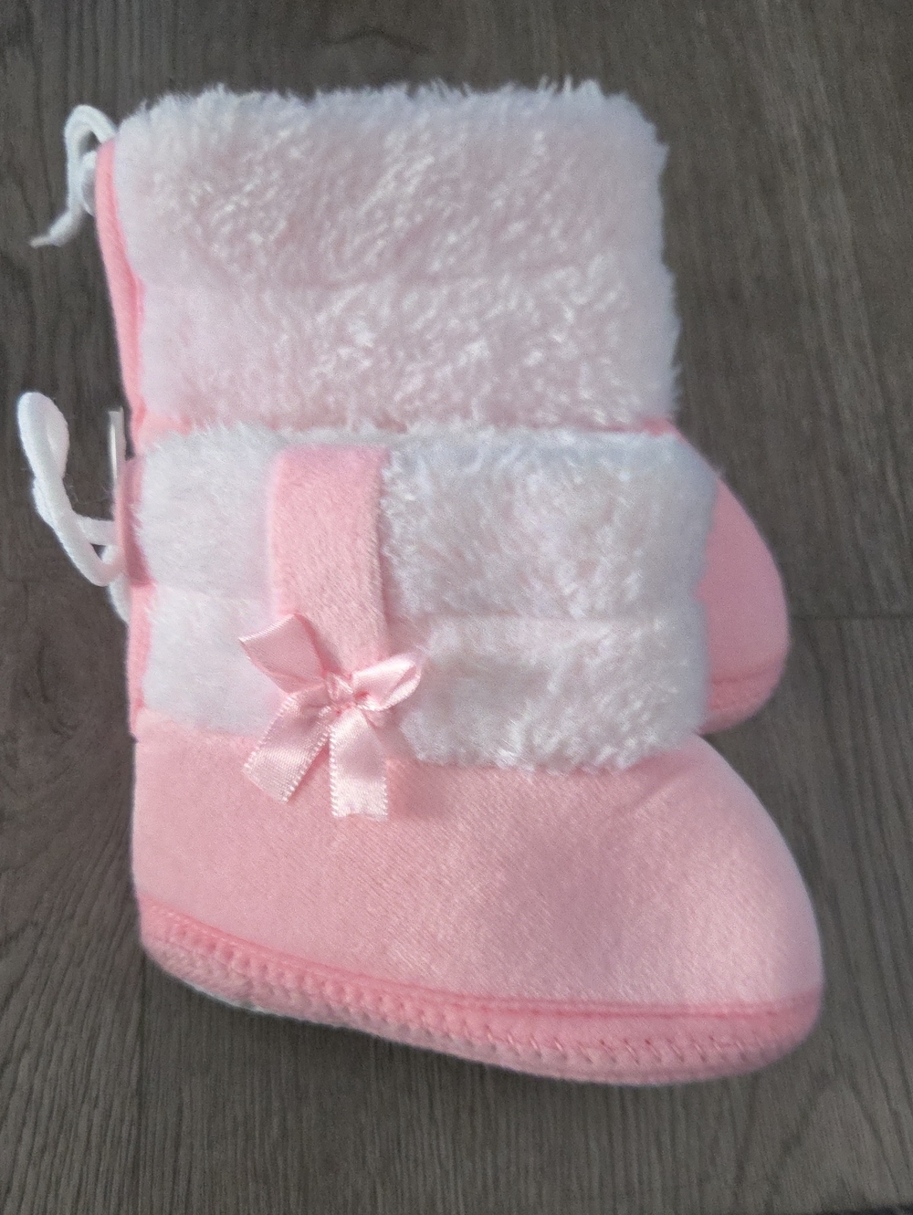 Soft Pink Faux-Fur Baby One-Piece Booties